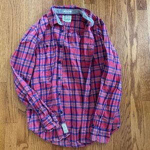 Lucky Brand Red and Blue Plaid Button Down Shirt